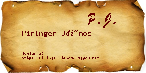 Piringer János névjegykártya