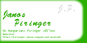 janos piringer business card